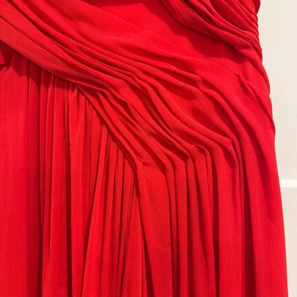 Badgley Mischka Celebrity Gown, Red Chiffon, Size 4 - Picture 7 of 15